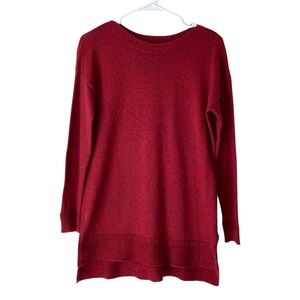 Boat-Neck Tunic Legging sweater in marled red for winter holidays